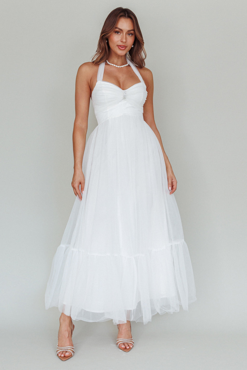 Alegria Tulle Maxi Dress White by Selfie Leslie Australia