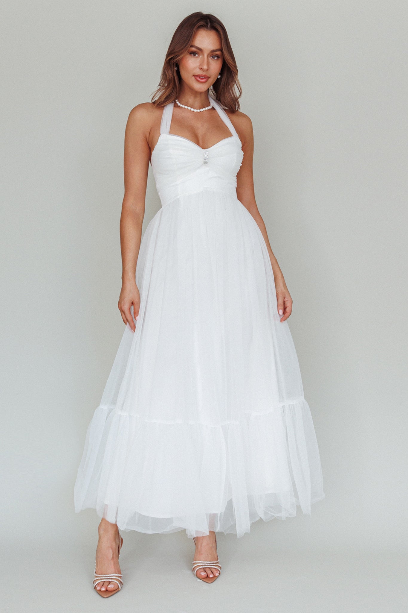 Alegria Tulle Maxi Dress White by Selfie Leslie Australia