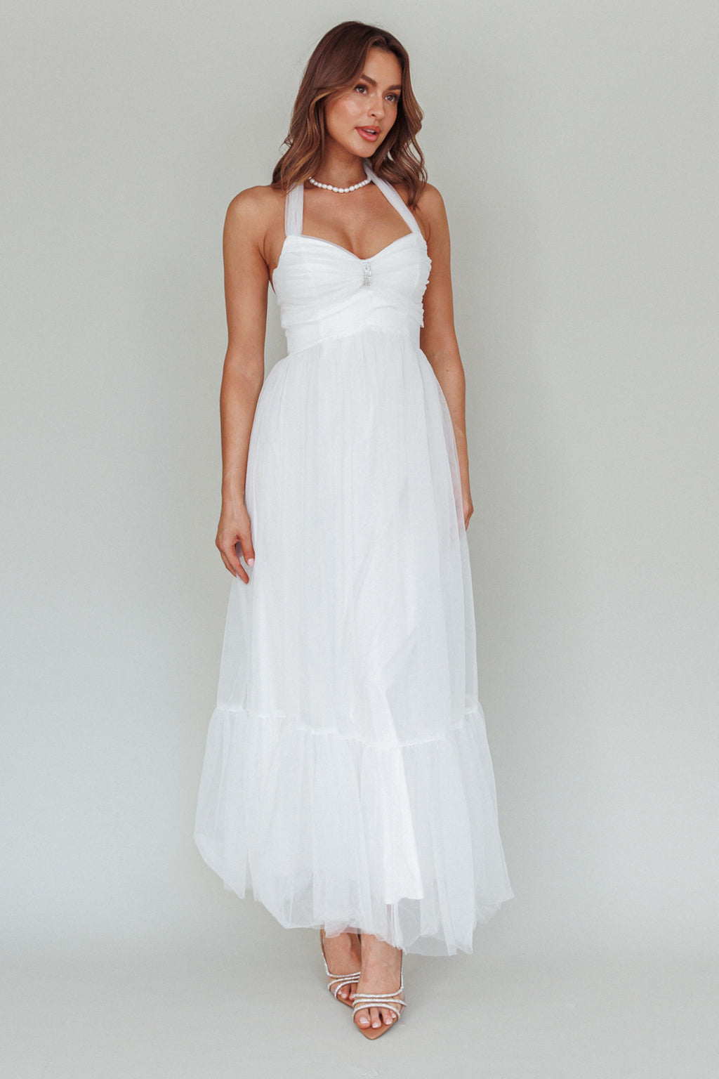 Alegria Tulle Maxi Dress White by Selfie Leslie Australia