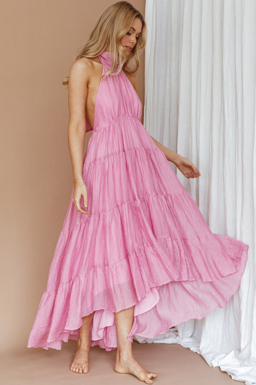 South Haven Halter Midi Dress Pink by Selfie Leslie Australia