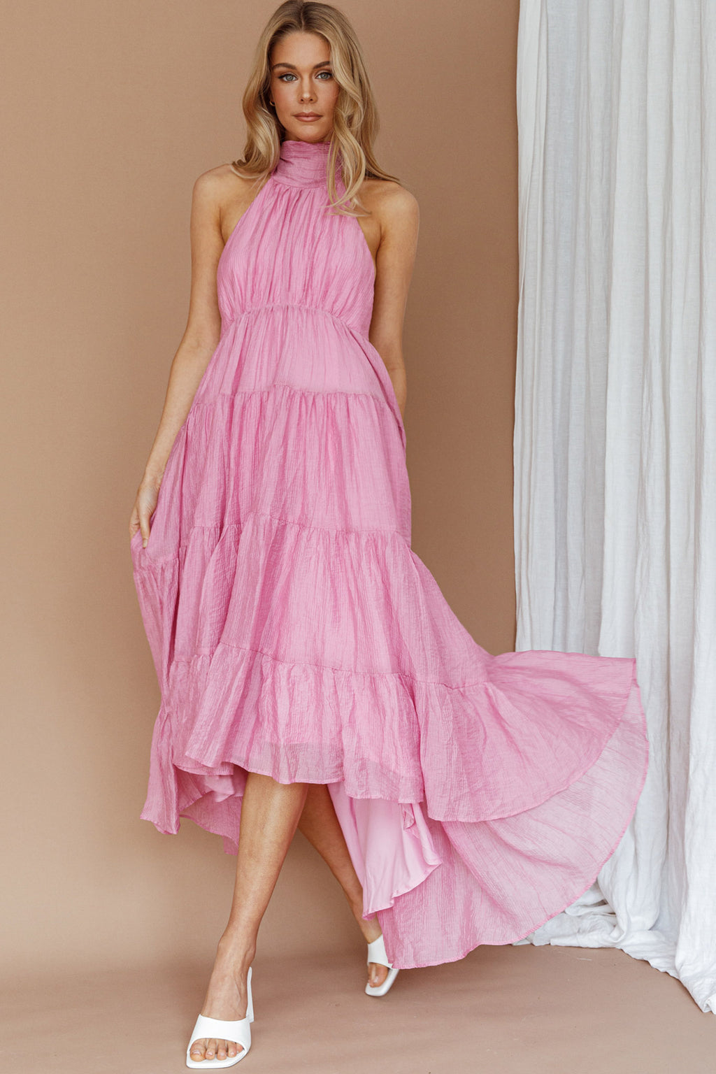 South Haven Halter Midi Dress Pink by Selfie Leslie Australia