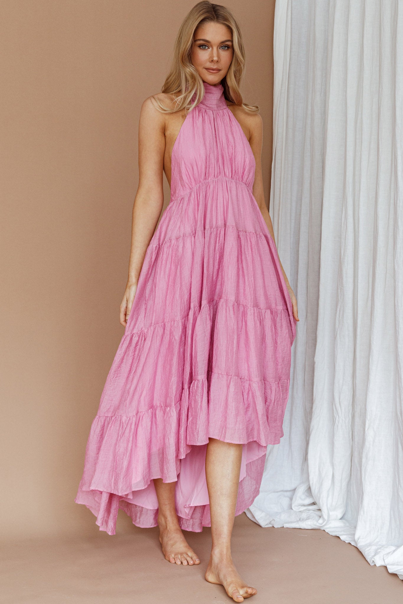 South Haven Halter Midi Dress Pink by Selfie Leslie Australia