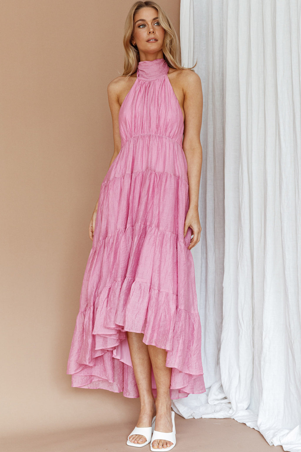 South Haven Halter Midi Dress Pink by Selfie Leslie Australia