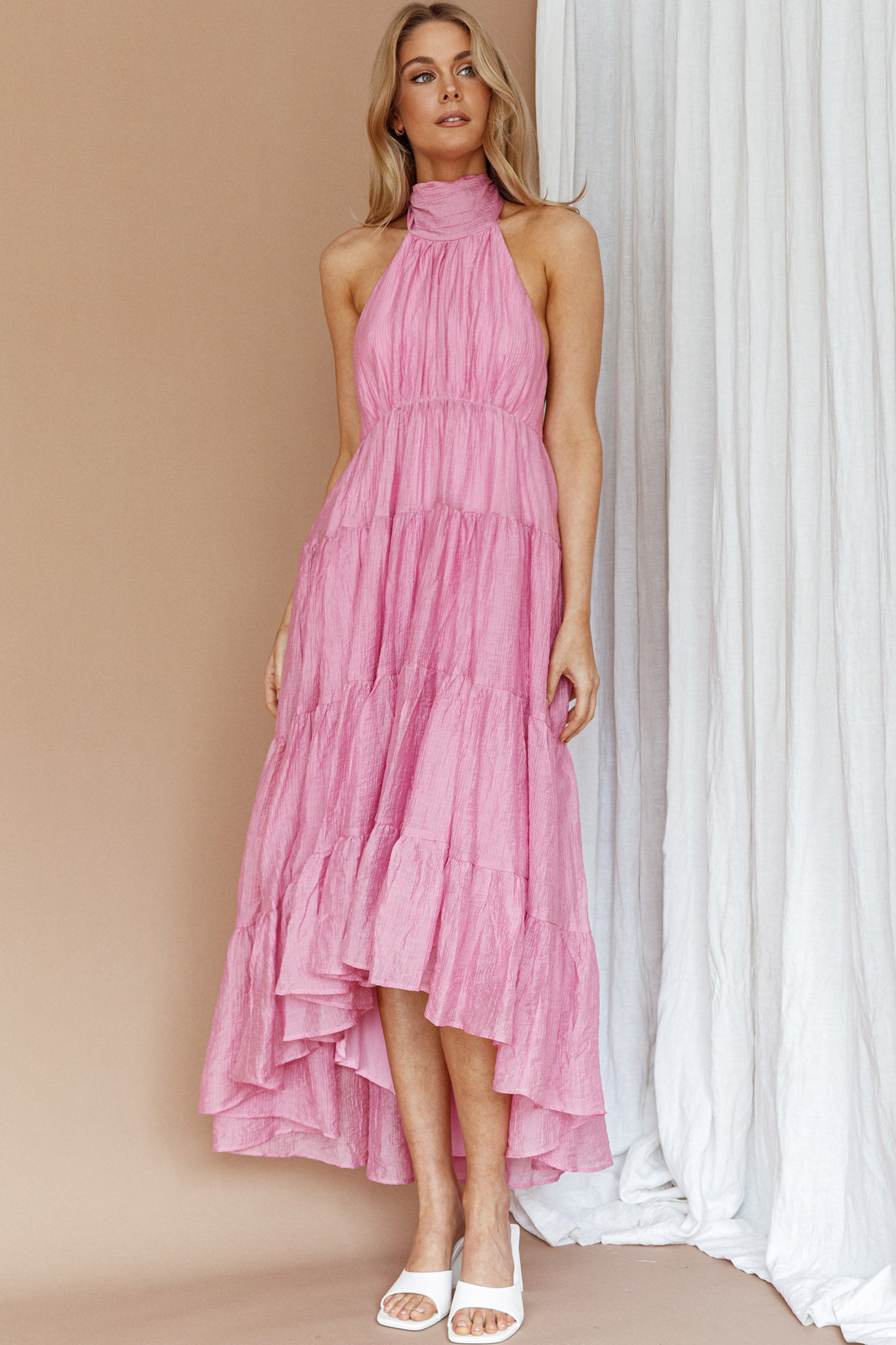 South Haven Halter Midi Dress Pink by Selfie Leslie Australia