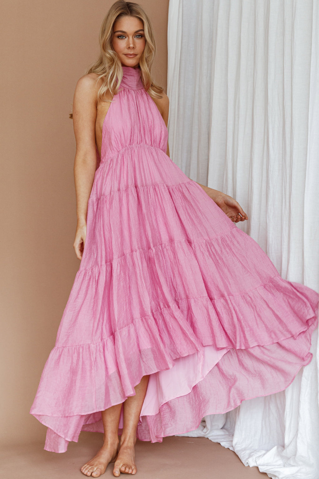 South Haven Halter Midi Dress Pink by Selfie Leslie Australia