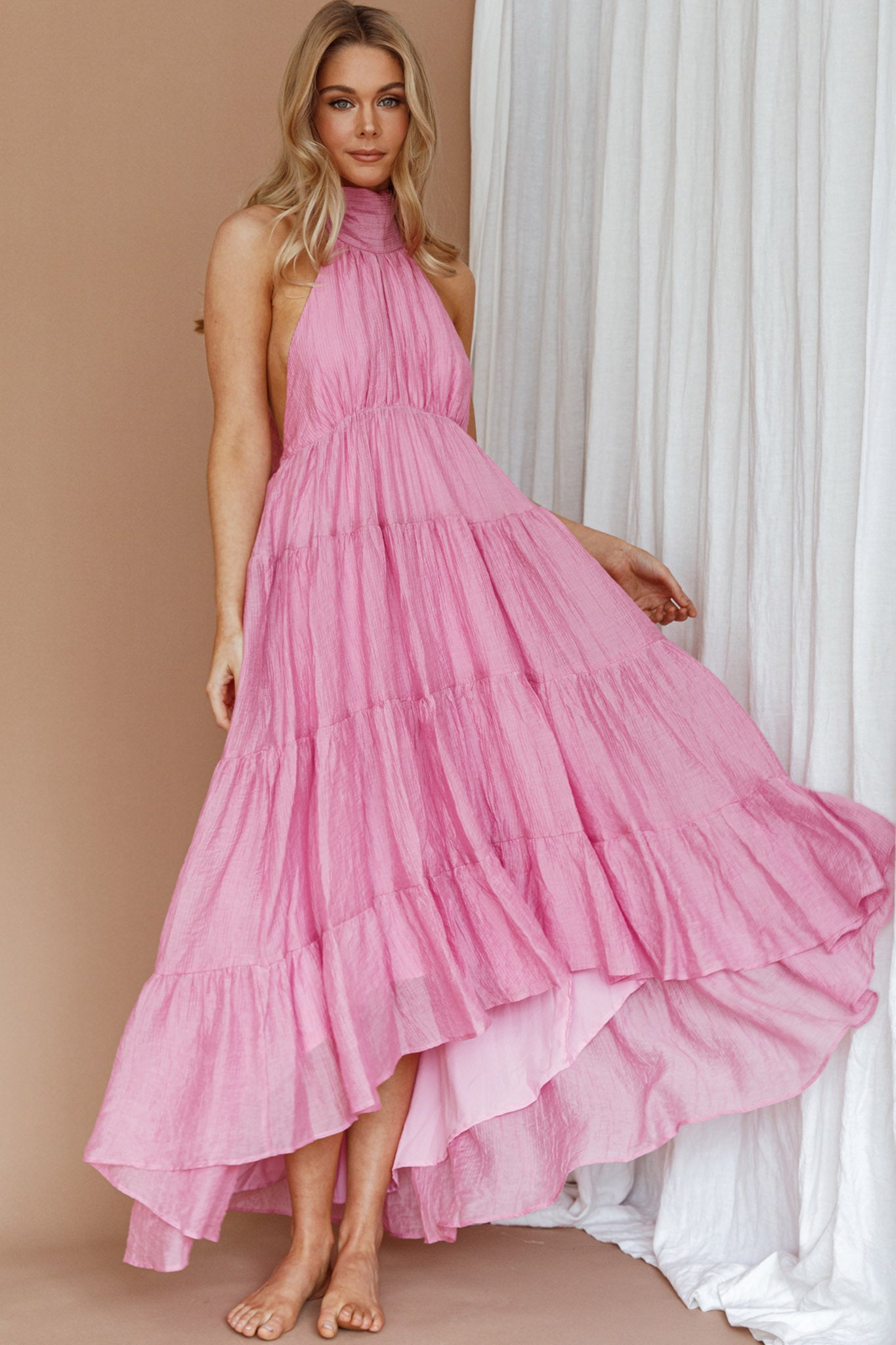 South Haven Halter Midi Dress Pink by Selfie Leslie Australia
