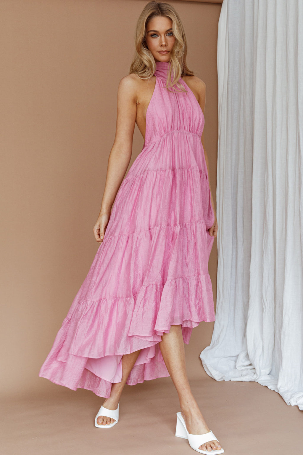 South Haven Halter Midi Dress Pink by Selfie Leslie Australia