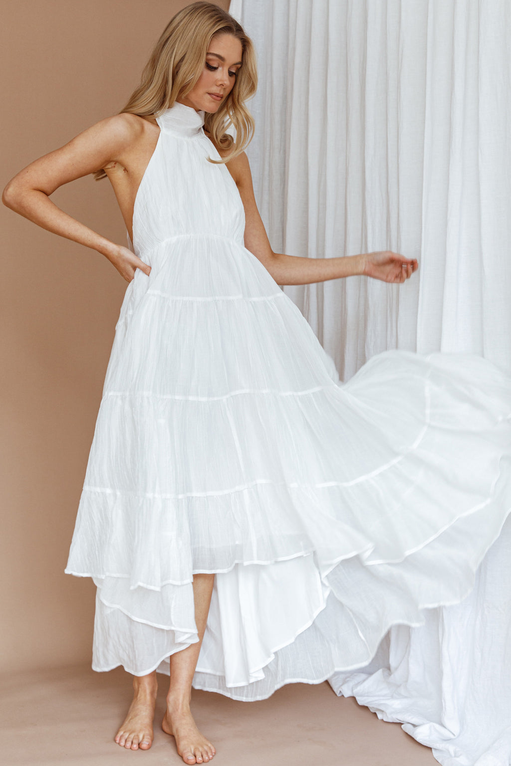 South Haven Halter Midi Dress White by Selfie Leslie Australia