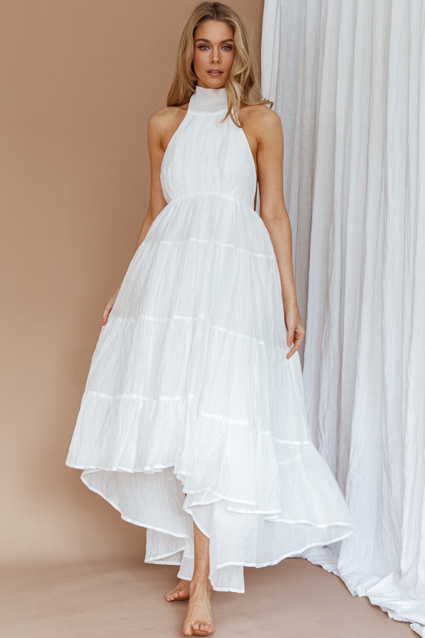 South Haven Halter Midi Dress White by Selfie Leslie Australia