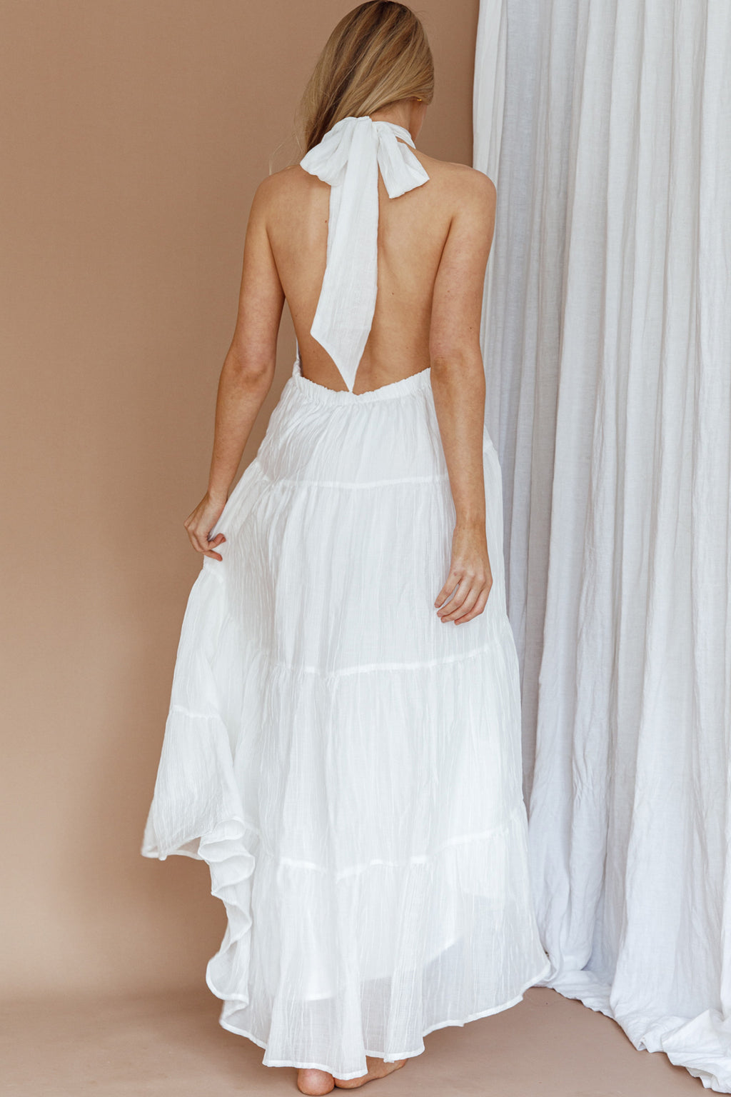 South Haven Halter Midi Dress White by Selfie Leslie Australia