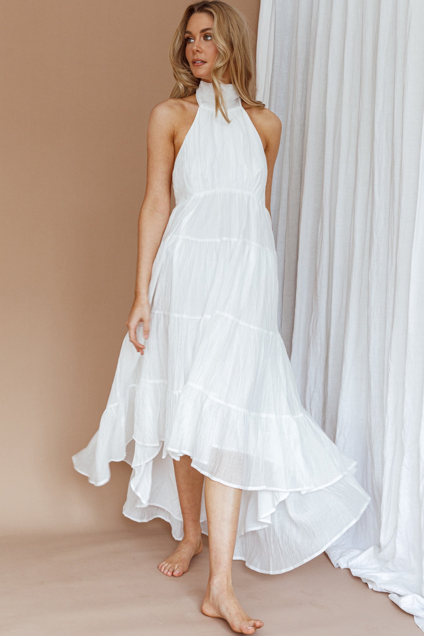 South Haven Halter Midi Dress White by Selfie Leslie Australia