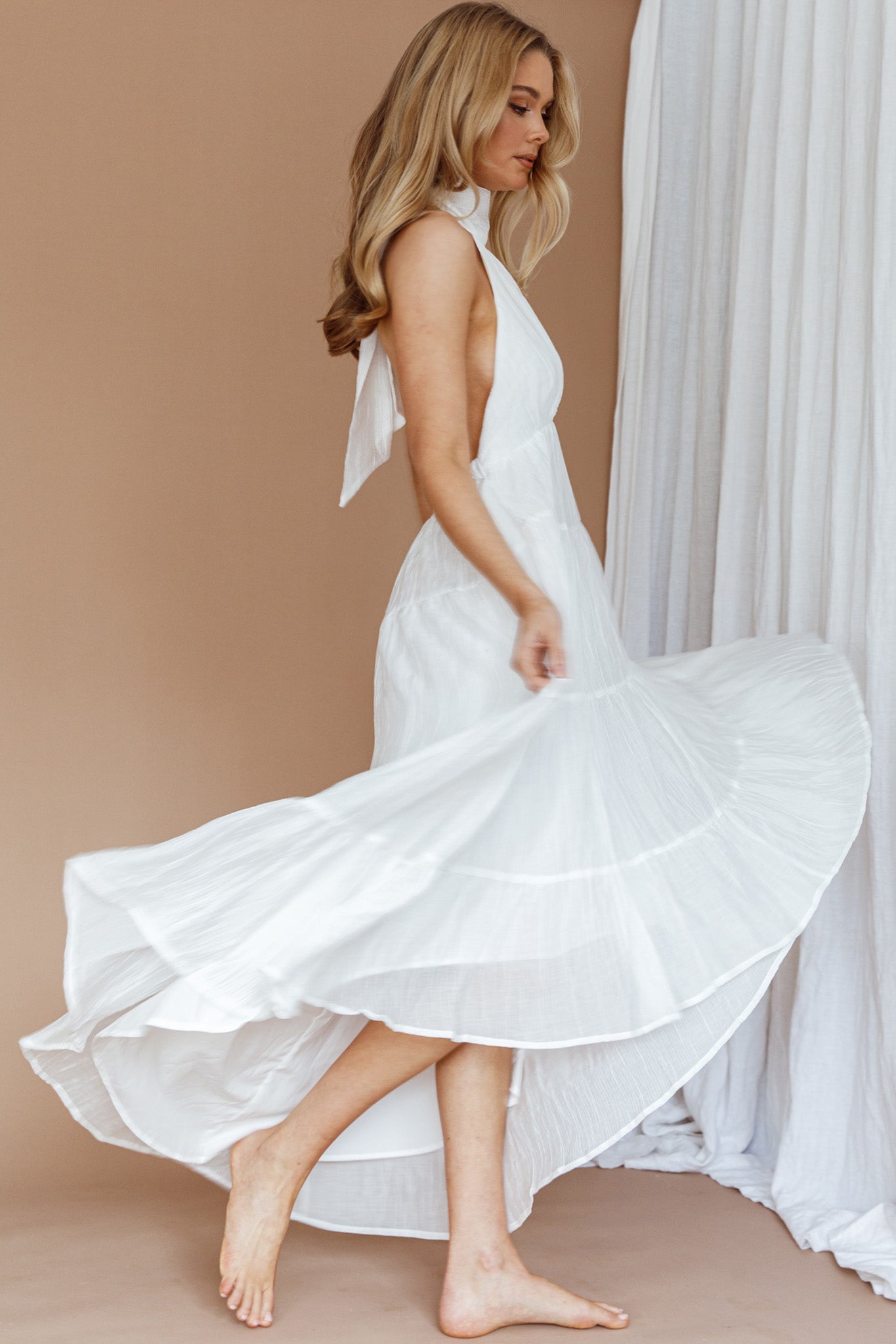 South Haven Halter Midi Dress White by Selfie Leslie Australia