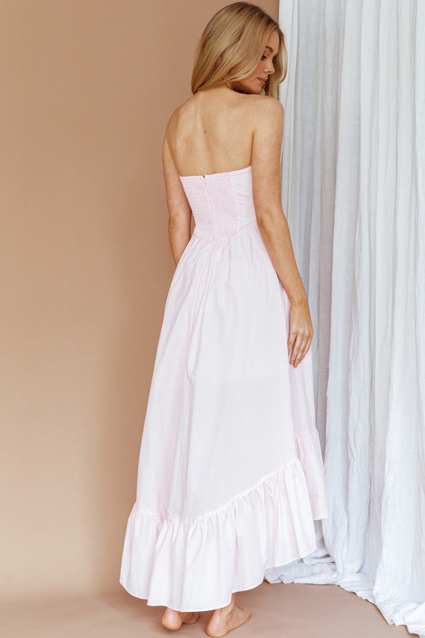 Sunday Mornings Ruched Bust Midi Dress Pink by Selfie Leslie Australia