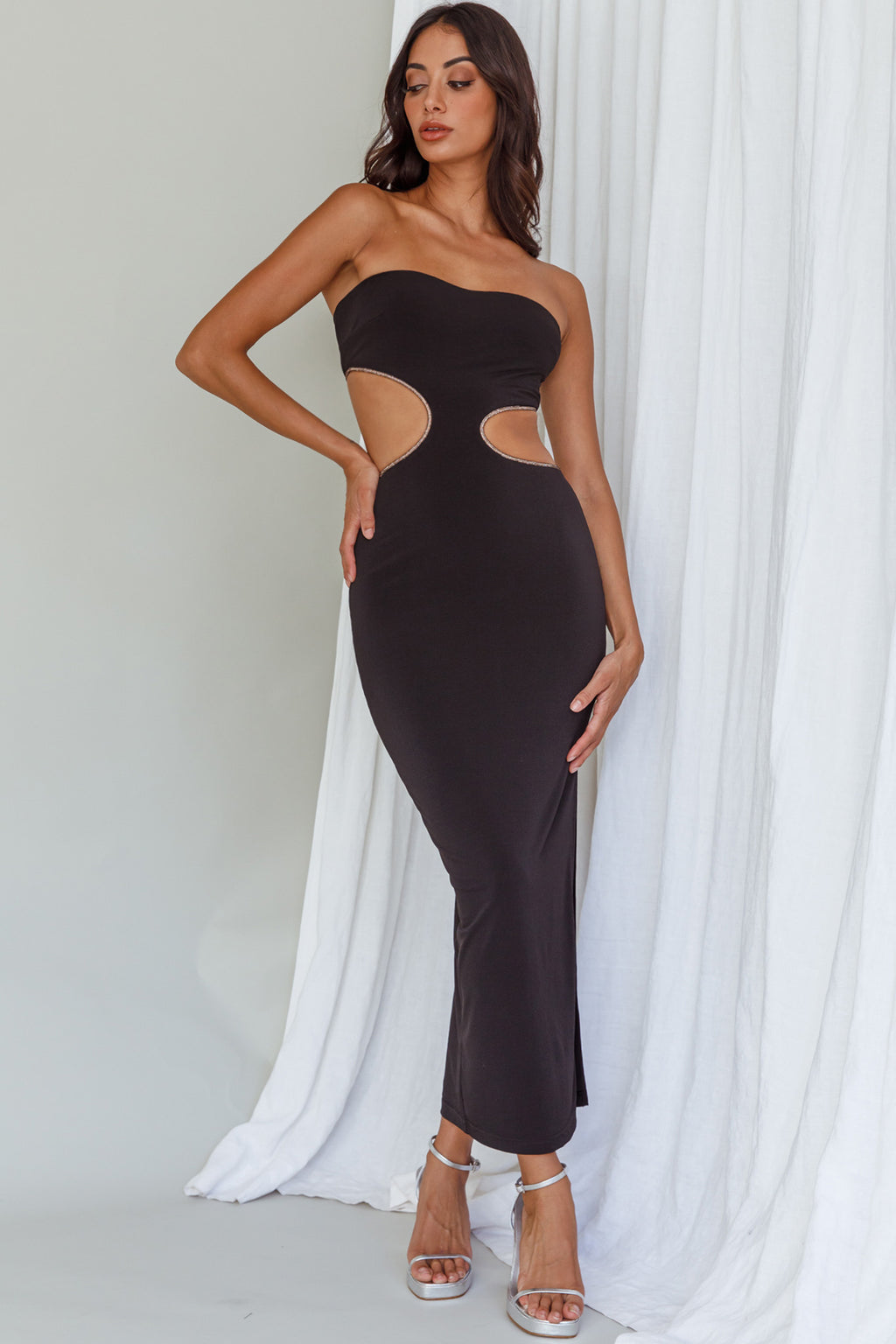 Bridget Cut-Out Midi Dress Black by Selfie Leslie Australia