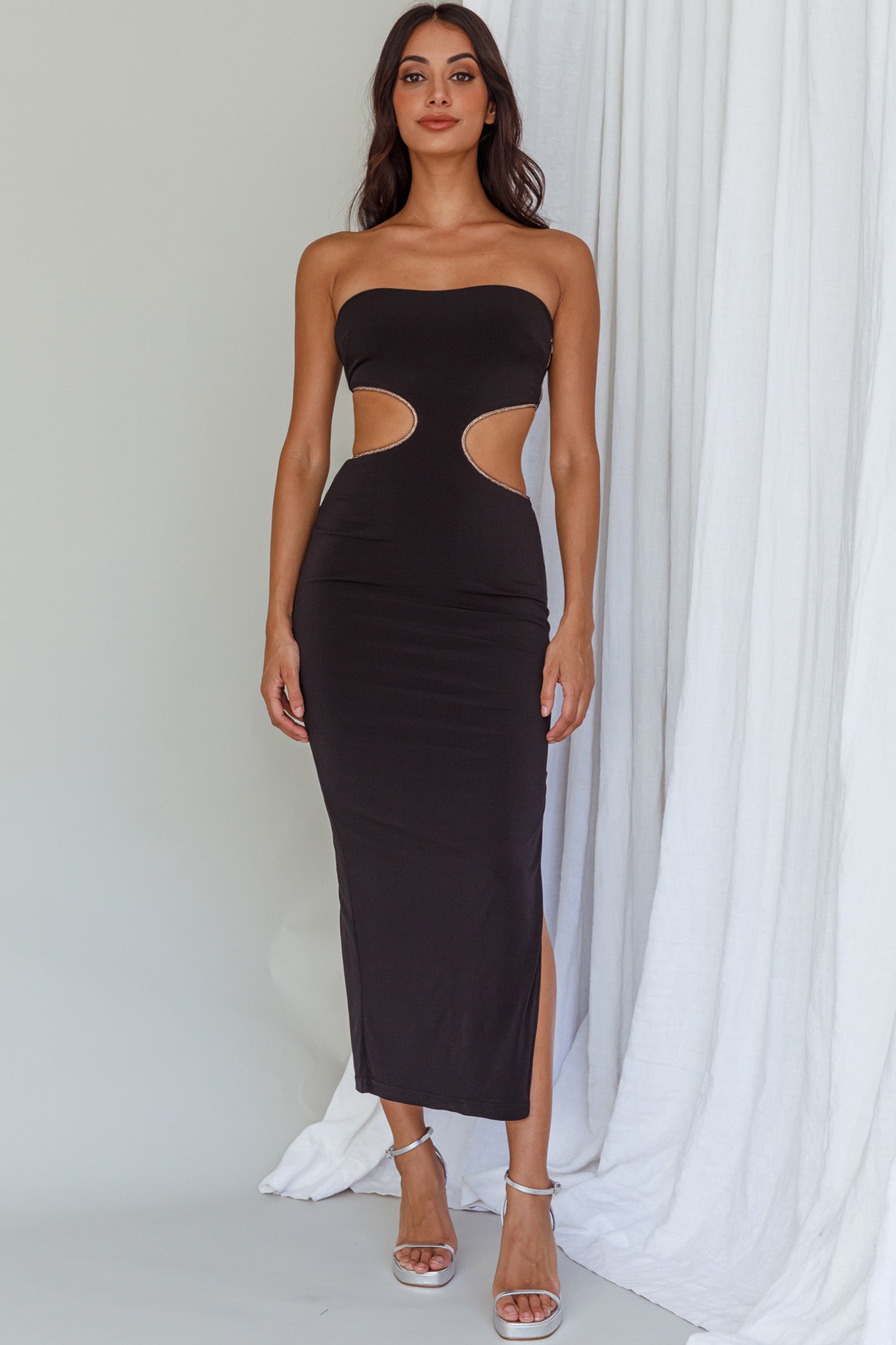 Bridget Cut-Out Midi Dress Black by Selfie Leslie Australia