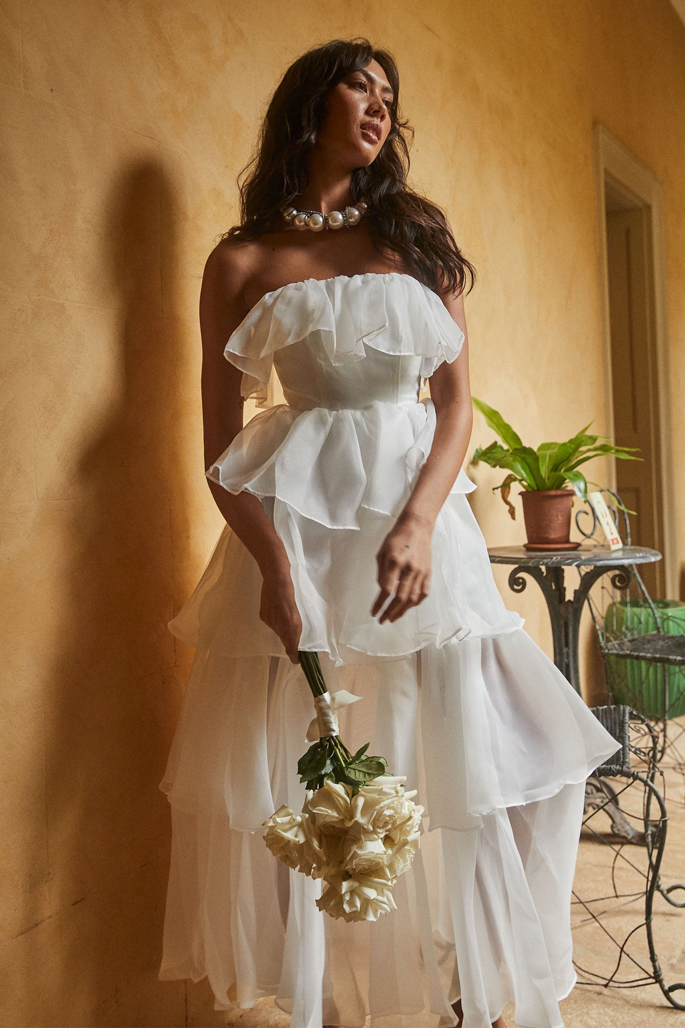 Oceana Layered Ruffle Maxi Dress White by Selfie Leslie Australia