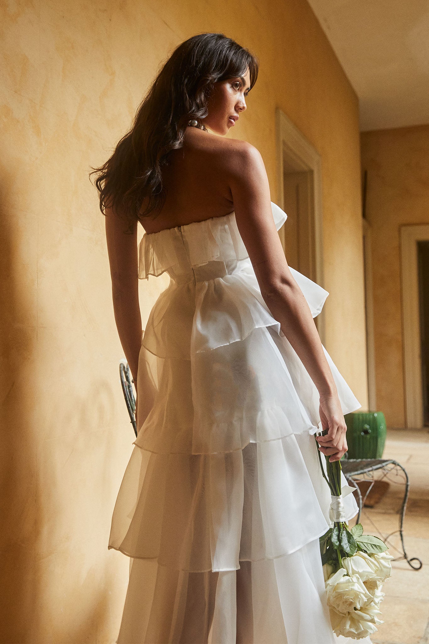 Oceana Layered Ruffle Maxi Dress White by Selfie Leslie Australia