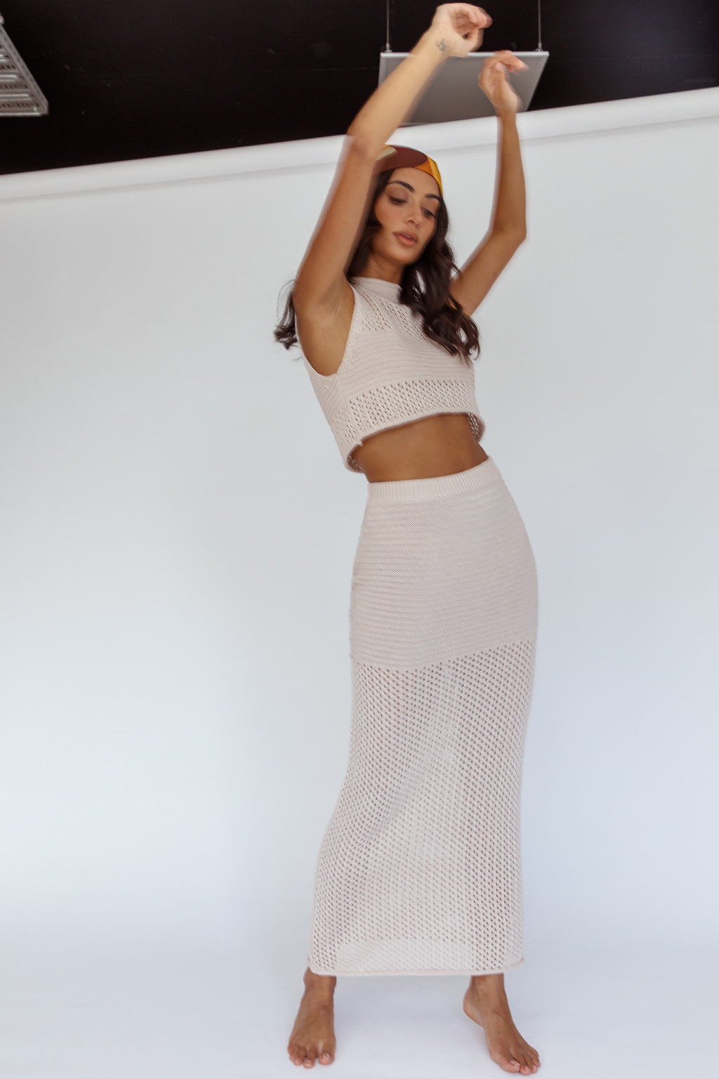 Bayside Crochet Maxi Skirt Oat by Selfie Leslie Australia