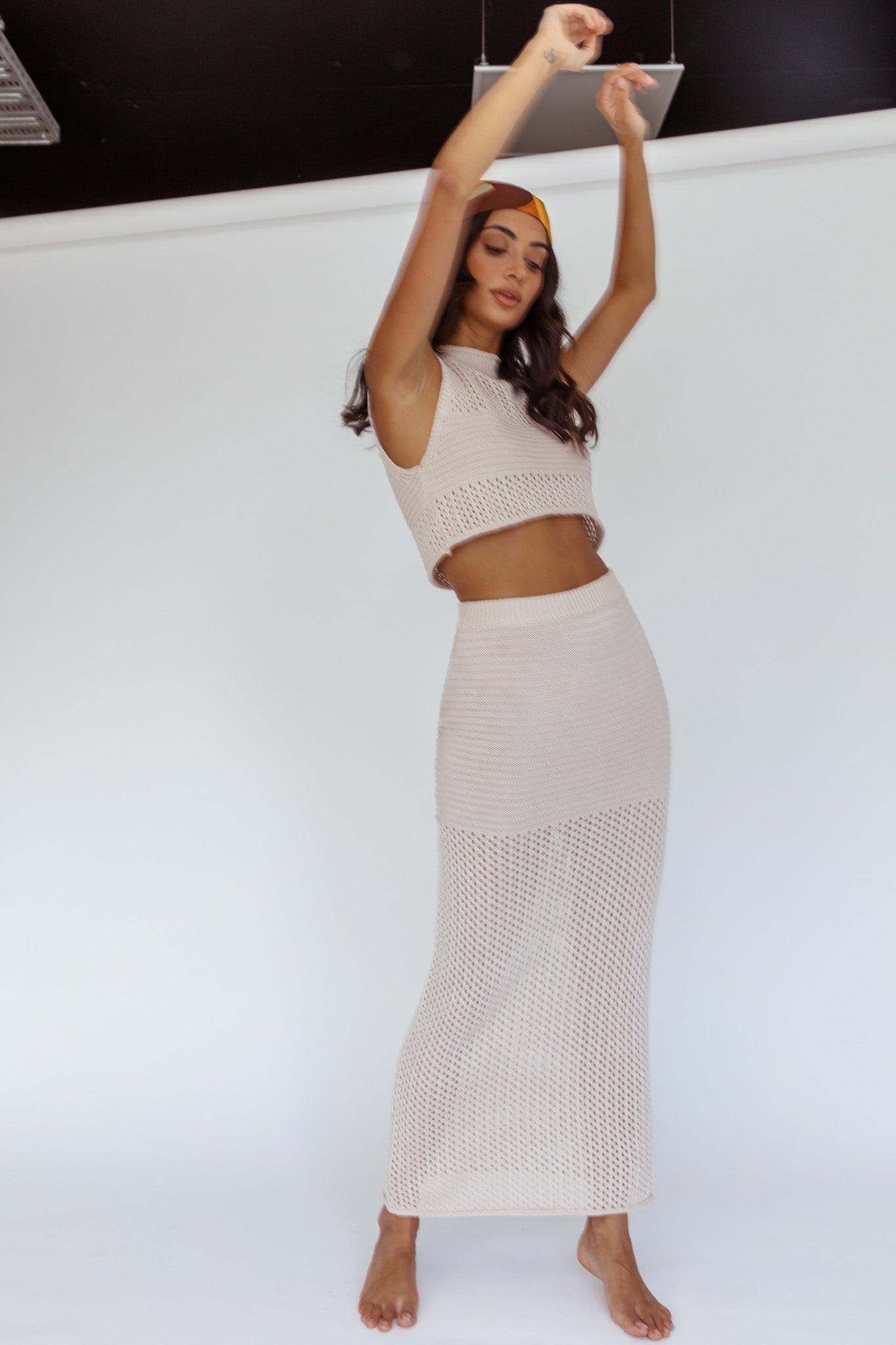 Bayside Crochet Maxi Skirt Oat by Selfie Leslie Australia