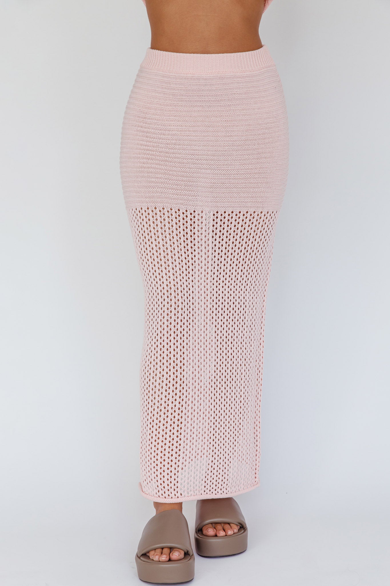 Bayside Crochet Maxi Skirt Pink by Selfie Leslie Australia