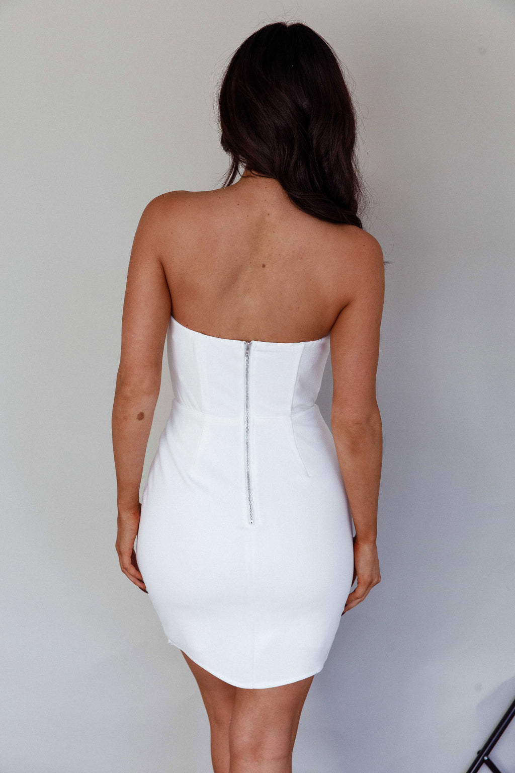 Everlasting Love Asymmetrical Hem Mini Dress White by Selfie Leslie Australia