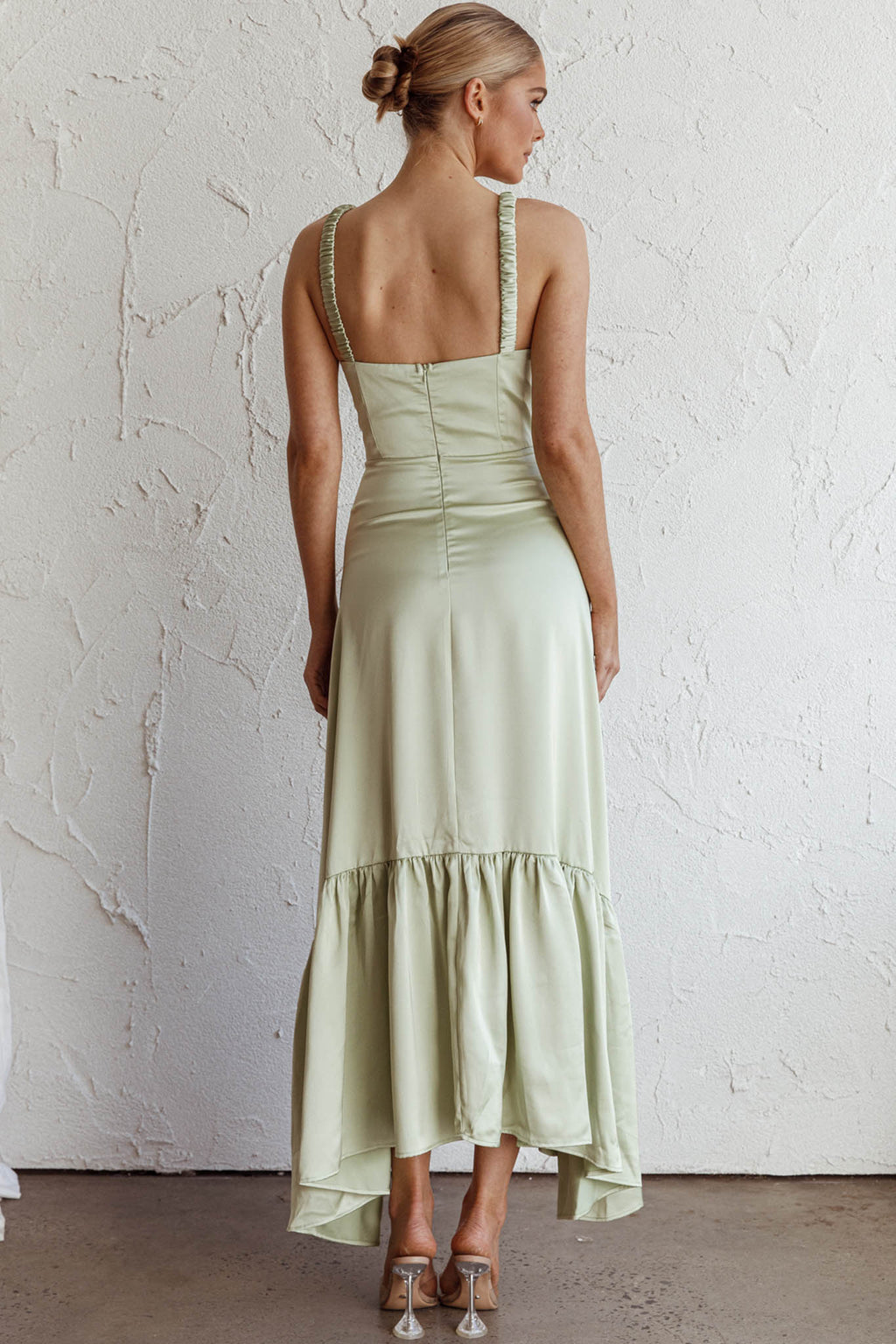 Belle De Jour Flounce Hem Midi Dress Pistachio by Selfie Leslie Australia