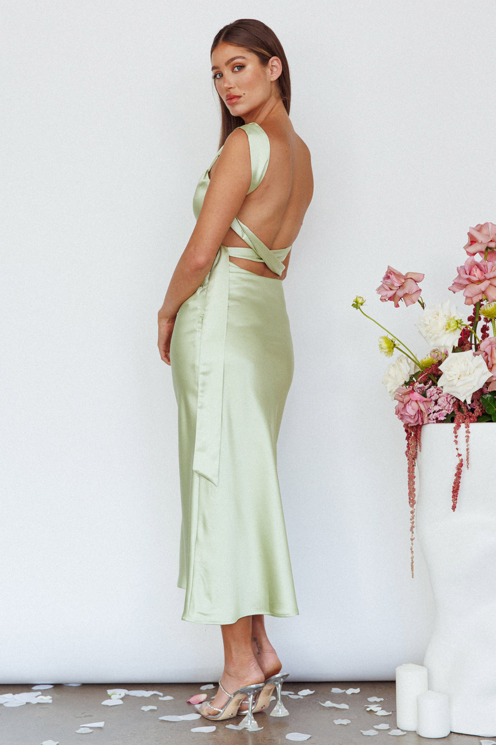Amielle Open Back Midi Dress Mint by Selfie Leslie Australia