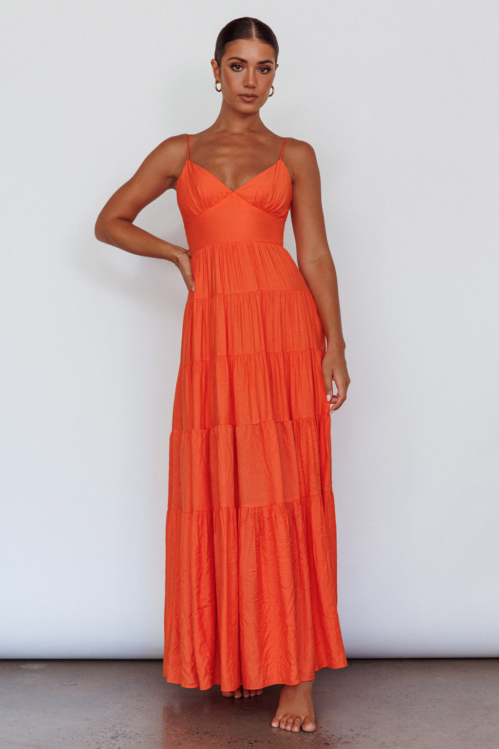 Main Attraction Cami Strap Maxi Dress Tangerine by Selfie Leslie Australia