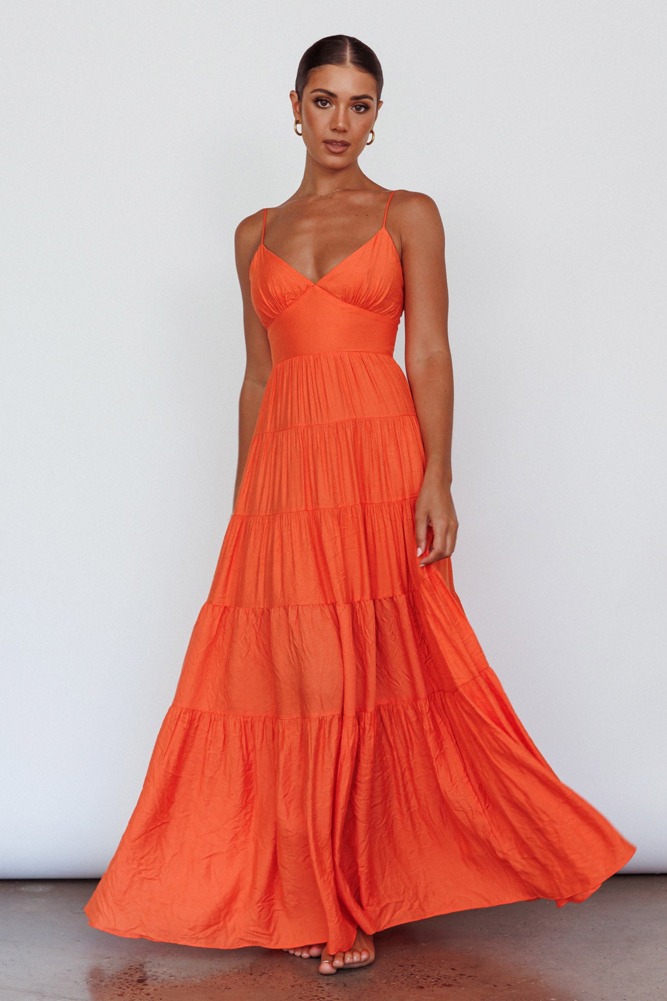 Main Attraction Cami Strap Maxi Dress Tangerine by Selfie Leslie Australia
