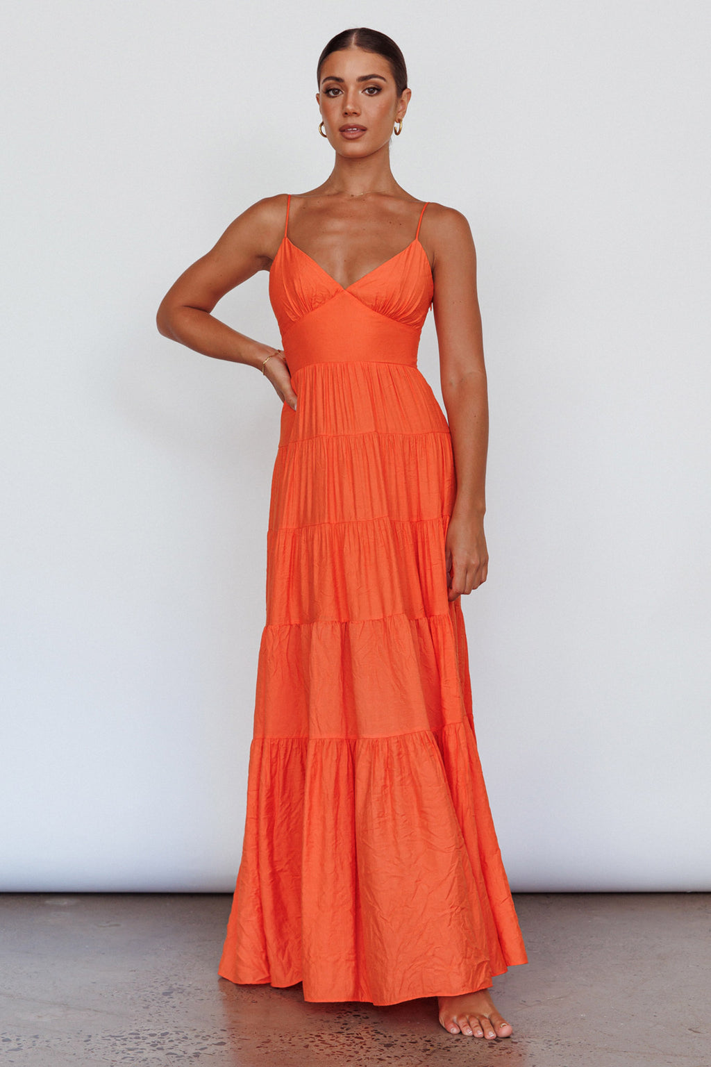 Main Attraction Cami Strap Maxi Dress Tangerine by Selfie Leslie Australia