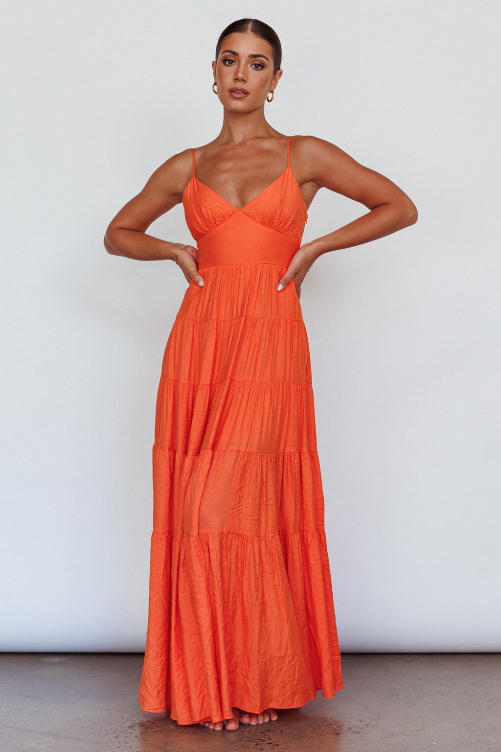 Main Attraction Cami Strap Maxi Dress Tangerine by Selfie Leslie Australia