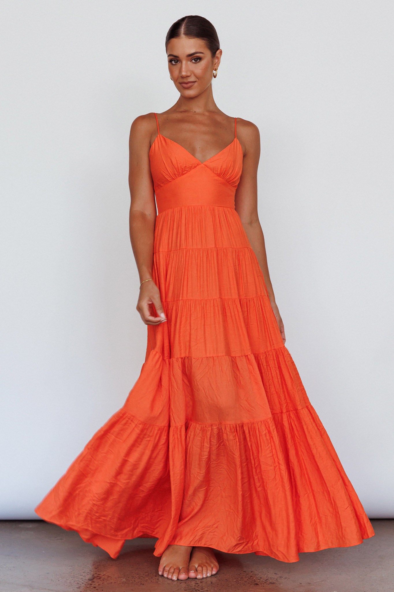 Main Attraction Cami Strap Maxi Dress Tangerine by Selfie Leslie Australia