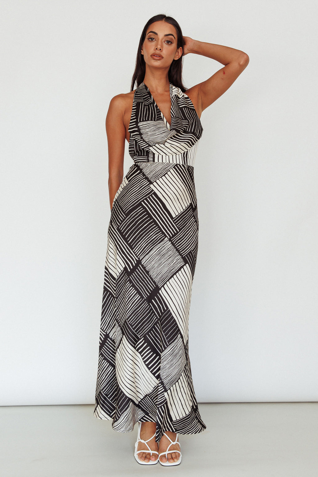 Kailie Halterneck Midid Dress Crosshatch Black by Selfie Leslie Australia