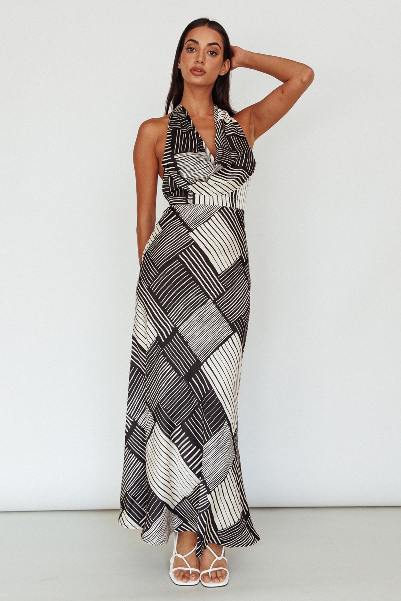 Kailie Halterneck Midid Dress Crosshatch Black by Selfie Leslie Australia