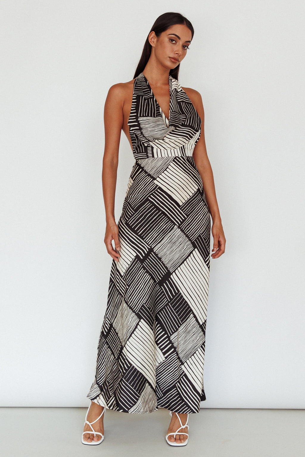 Kailie Halterneck Midid Dress Crosshatch Black by Selfie Leslie Australia