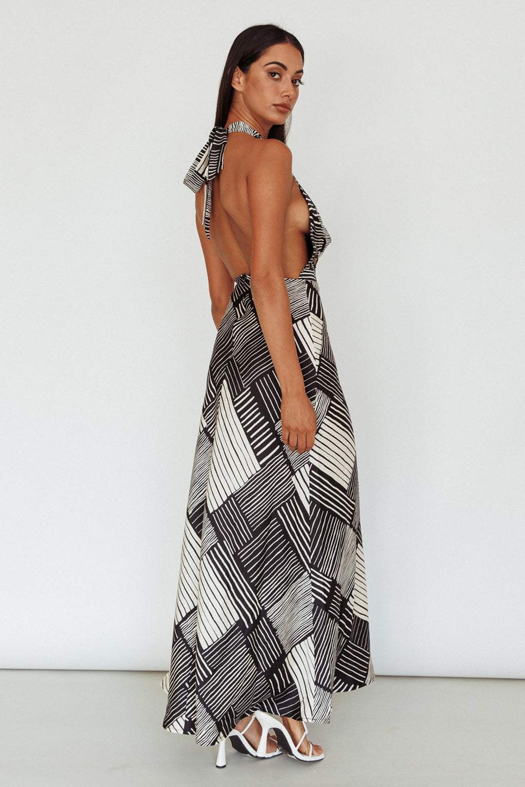 Kailie Halterneck Midid Dress Crosshatch Black by Selfie Leslie Australia