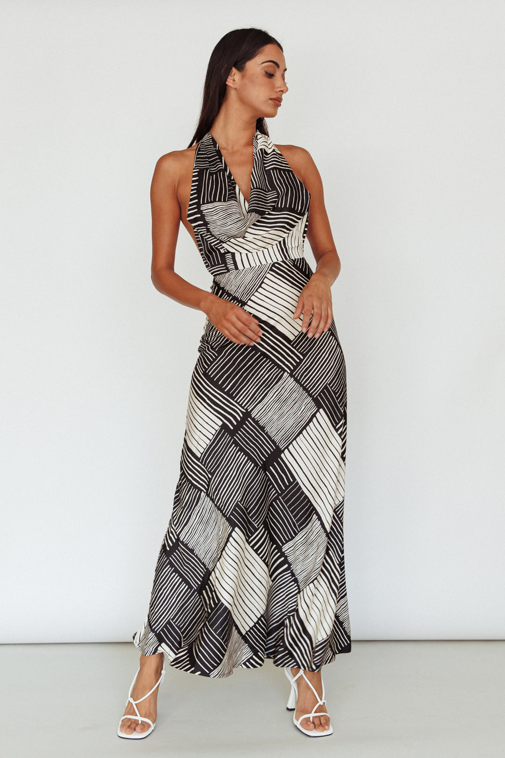Kailie Halterneck Midid Dress Crosshatch Black by Selfie Leslie Australia