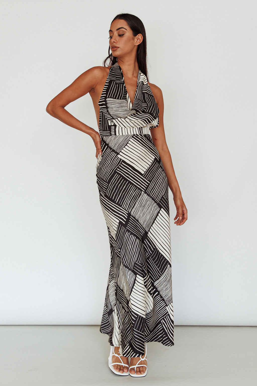 Kailie Halterneck Midid Dress Crosshatch Black by Selfie Leslie Australia