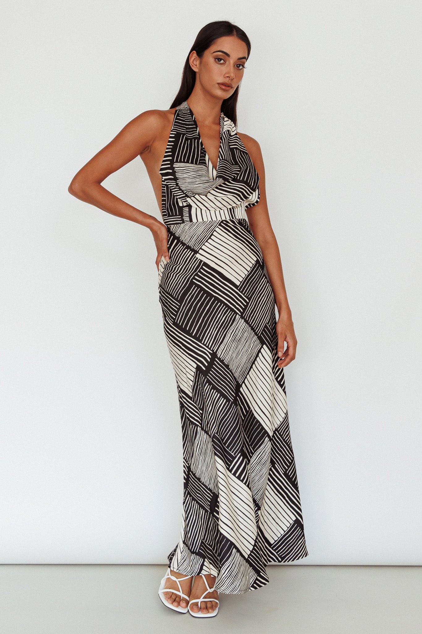 Kailie Halterneck Midid Dress Crosshatch Black by Selfie Leslie Australia