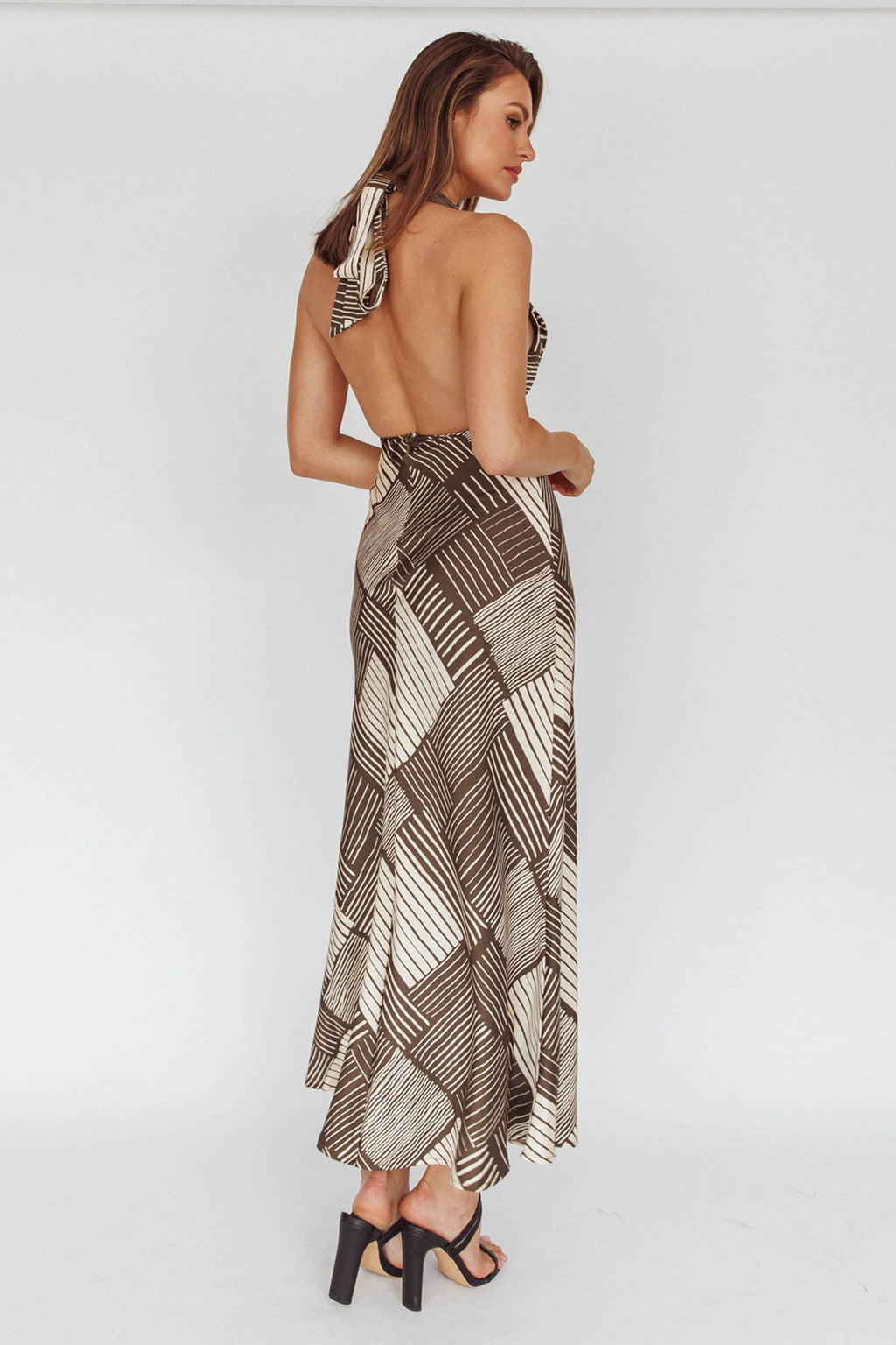 Kailie  Halterneck Midid Dress Crosshatch Olive by Selfie Leslie Australia