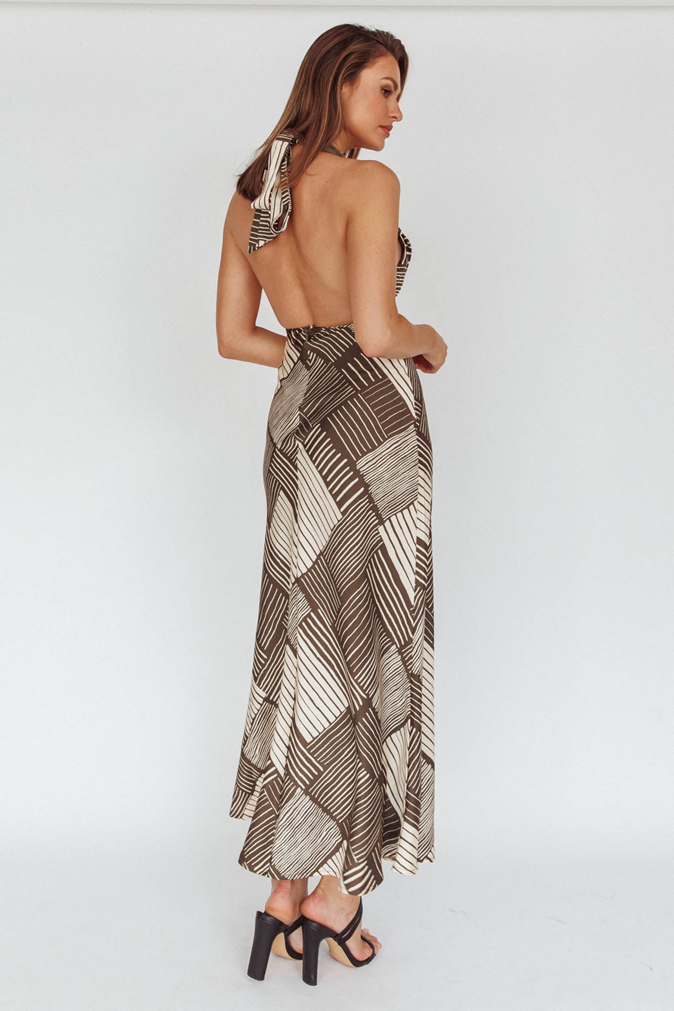 Kailie  Halterneck Midid Dress Crosshatch Olive by Selfie Leslie Australia