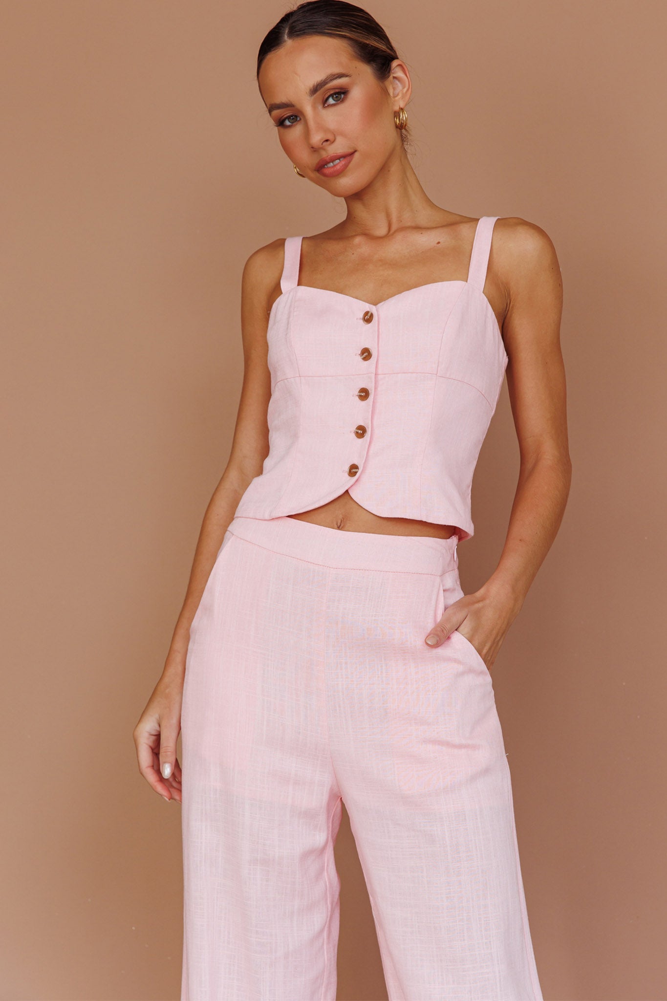 Play It Cool Wide Leg Pants Pink by Selfie Leslie Australia