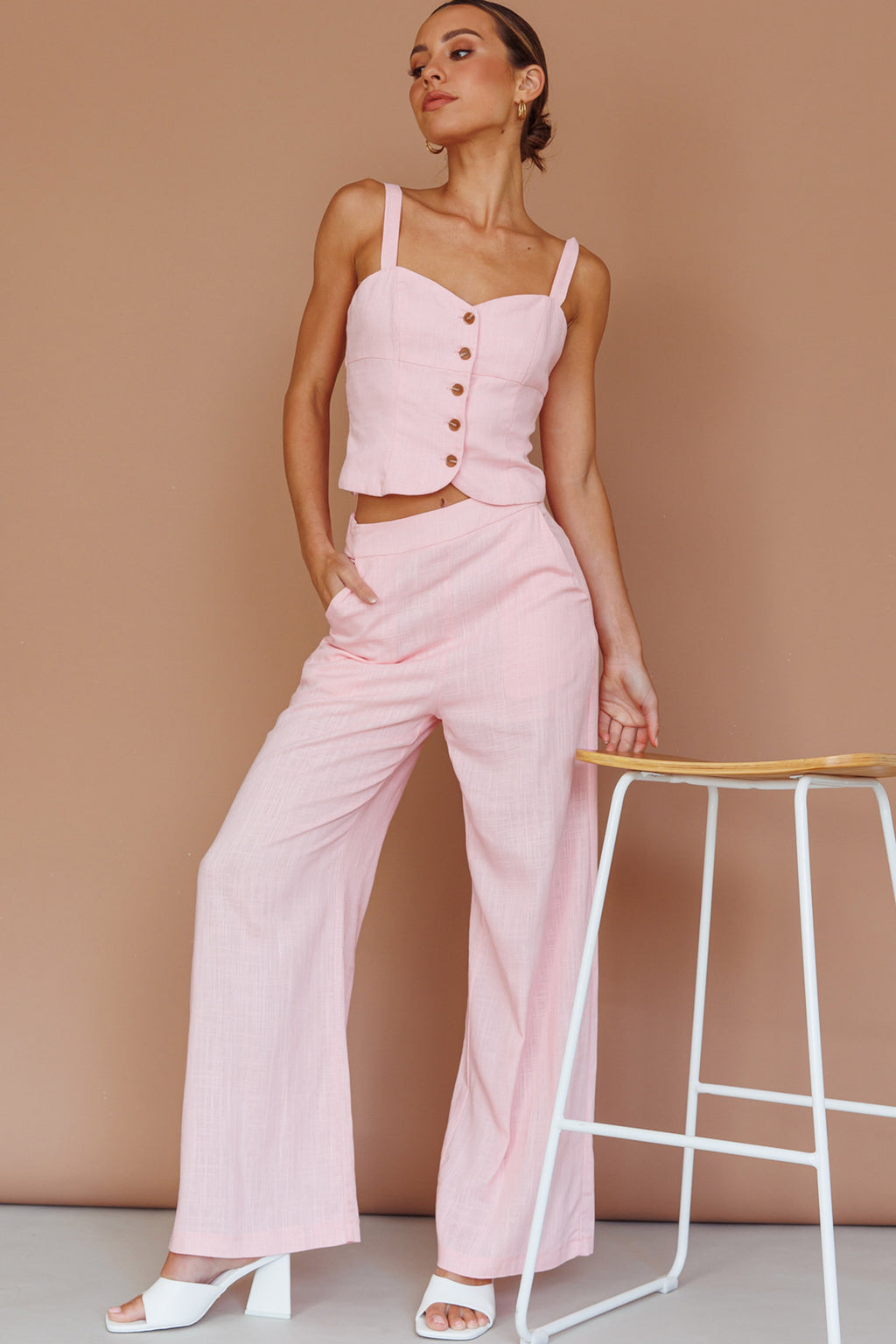 Play It Cool Button Up Top Pink by Selfie Leslie Australia