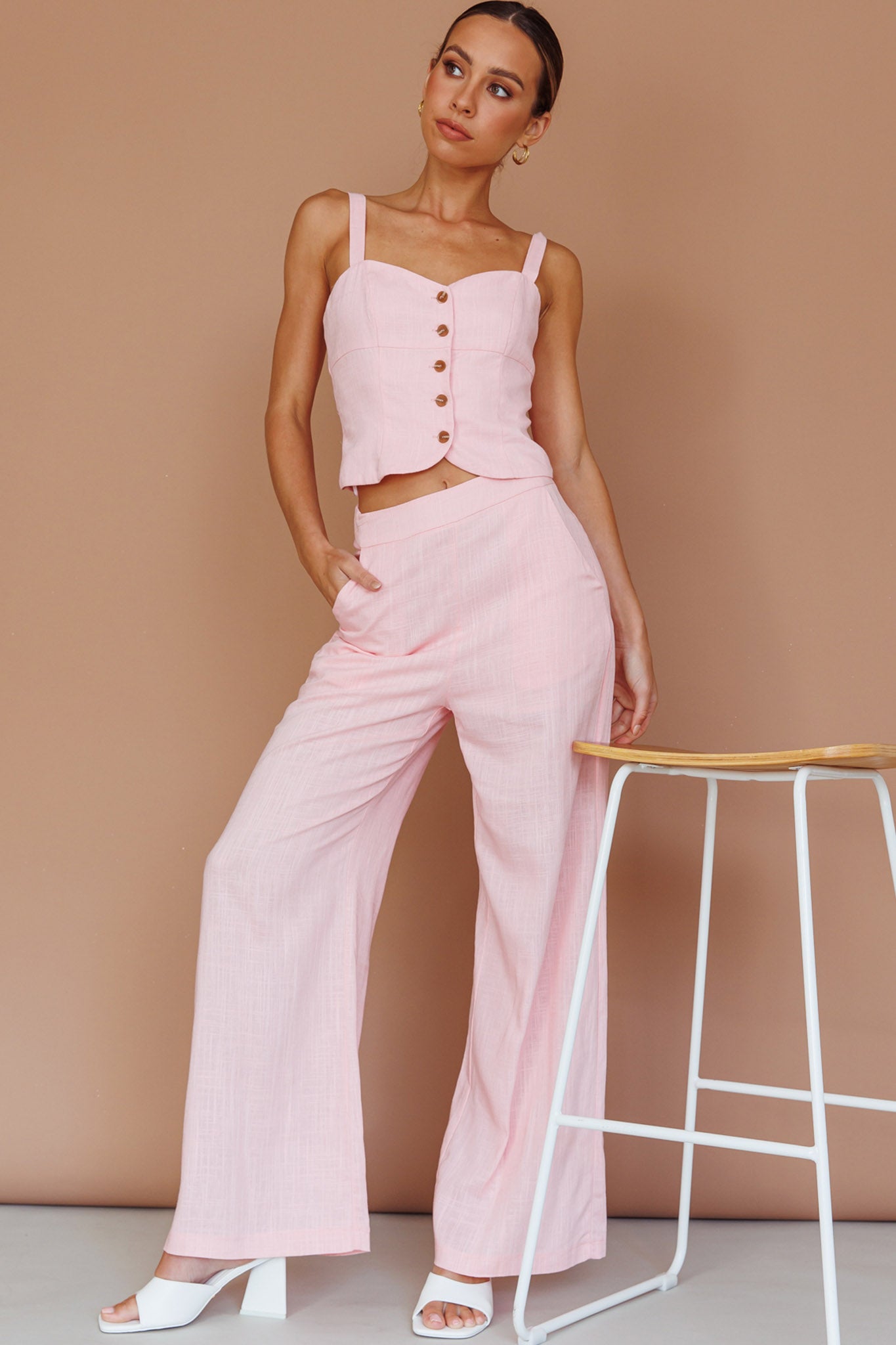 Play It Cool Button Up Top Pink by Selfie Leslie Australia