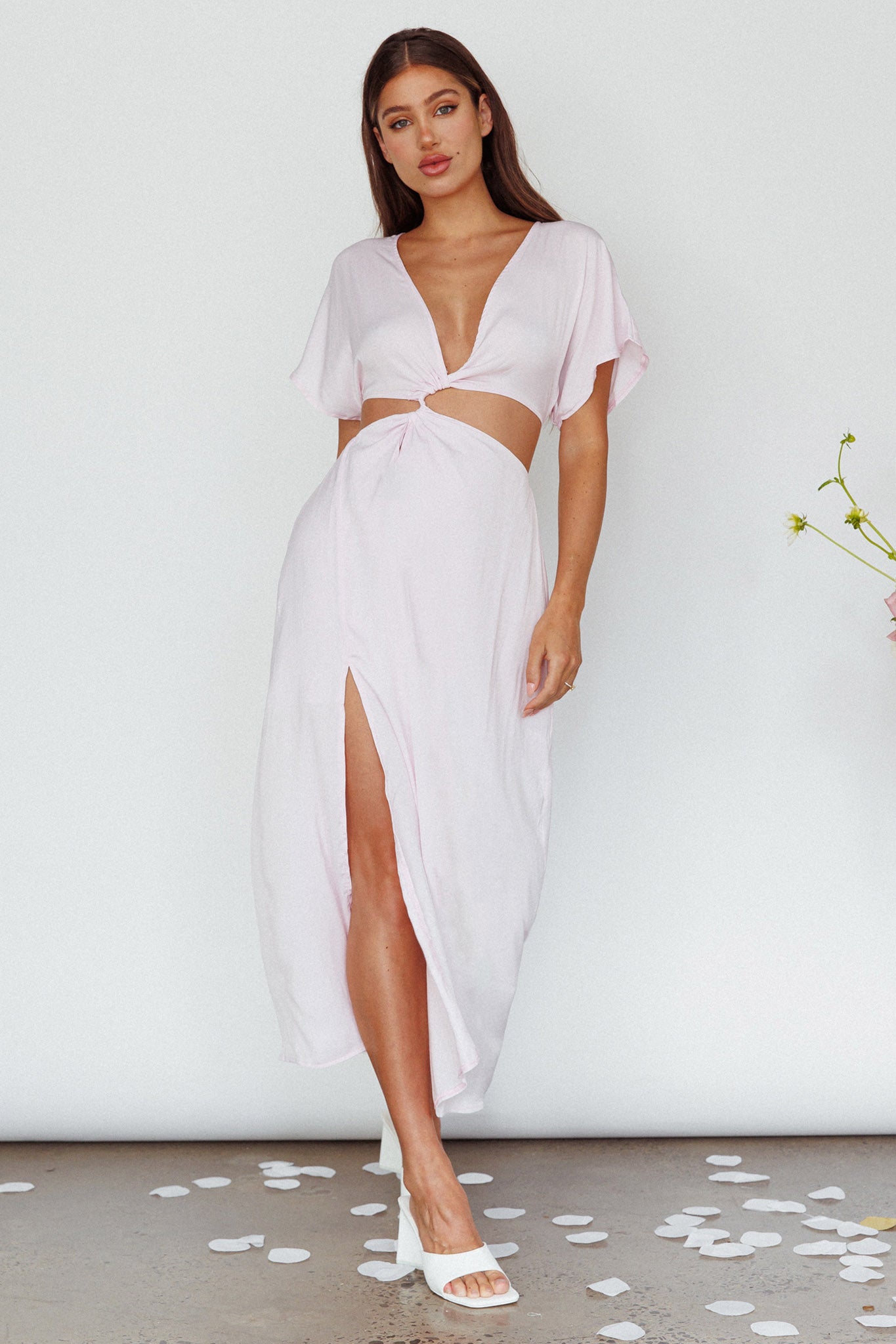 Getaway Cut-Out Waist Midi Dress Pink by Selfie Leslie Australia