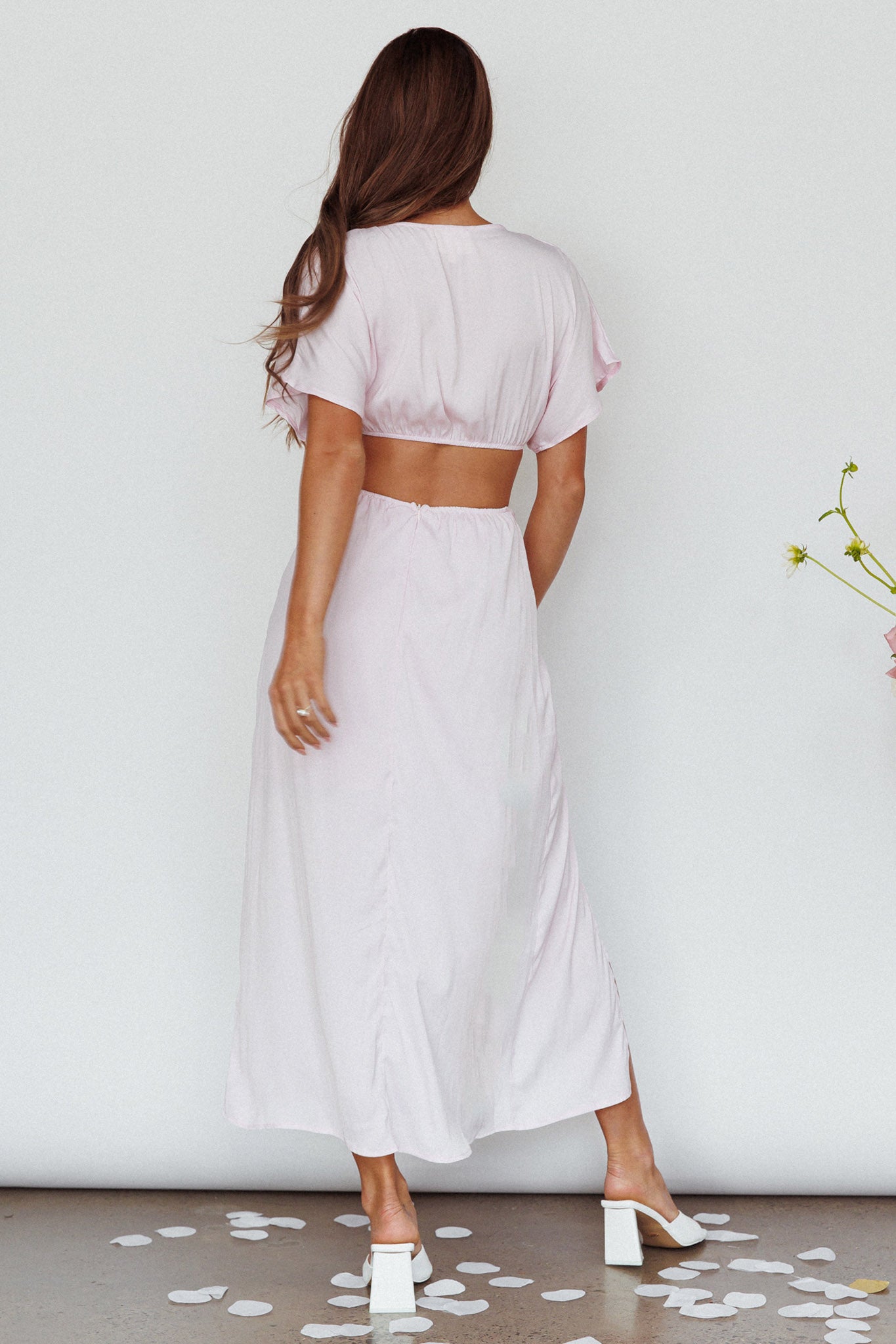 Getaway Cut-Out Waist Midi Dress Pink by Selfie Leslie Australia