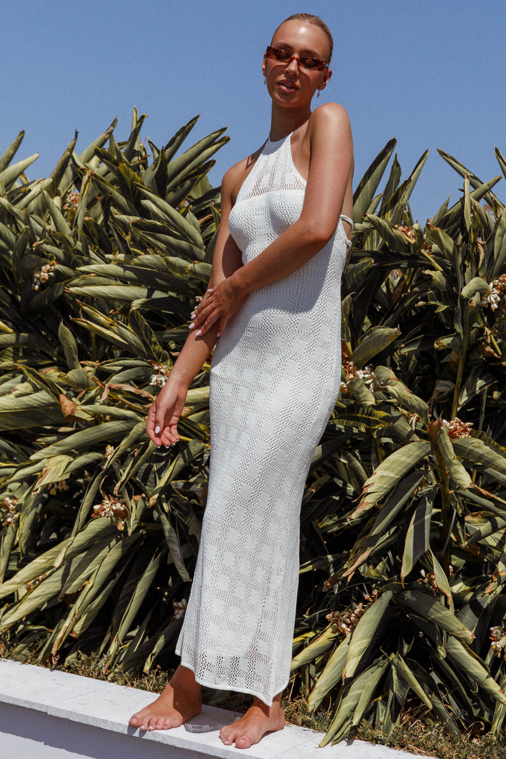 Bermuda Shores Crochet Maxi Dress White by Selfie Leslie Australia
