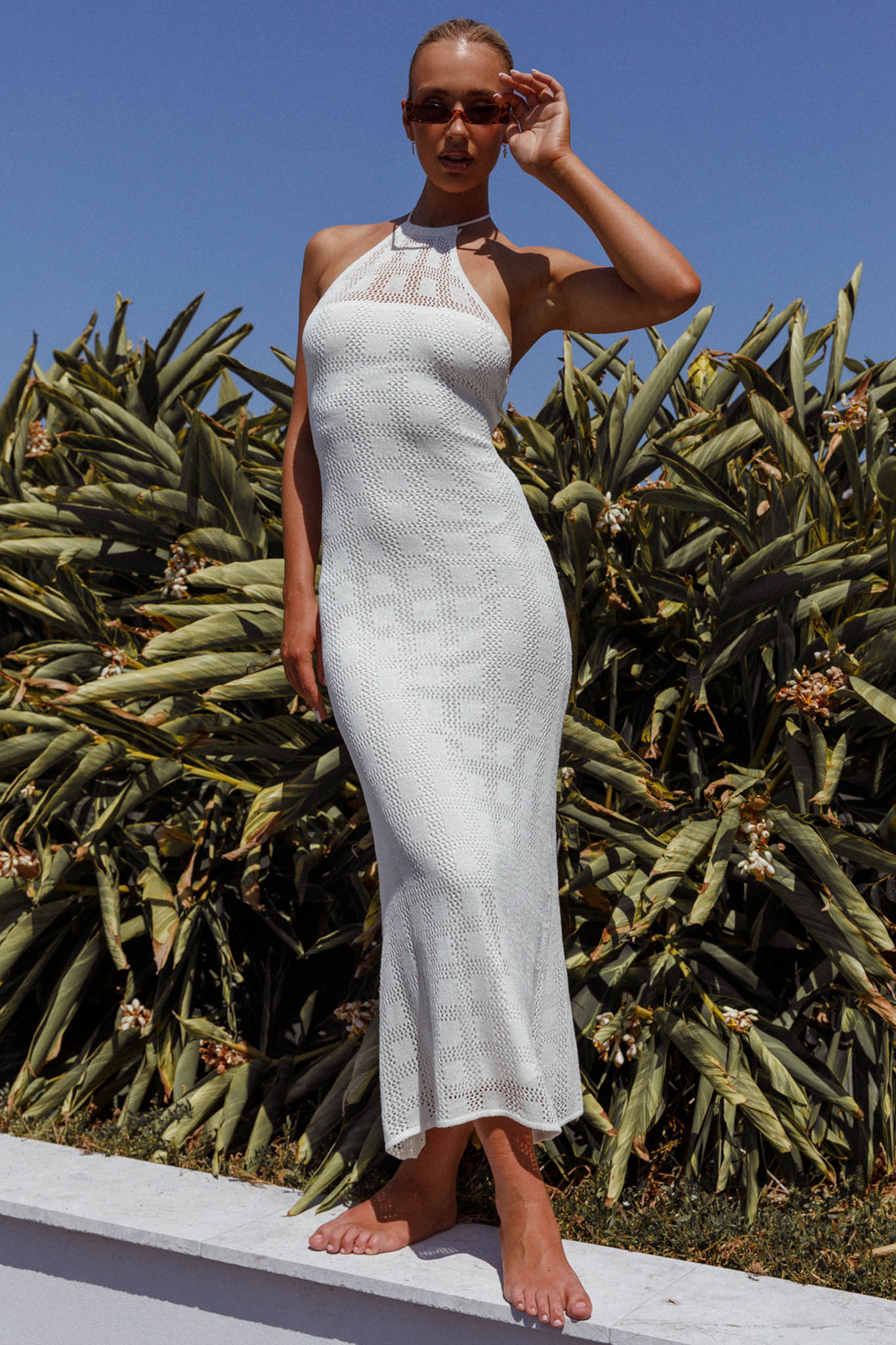 Bermuda Shores Crochet Maxi Dress White by Selfie Leslie Australia