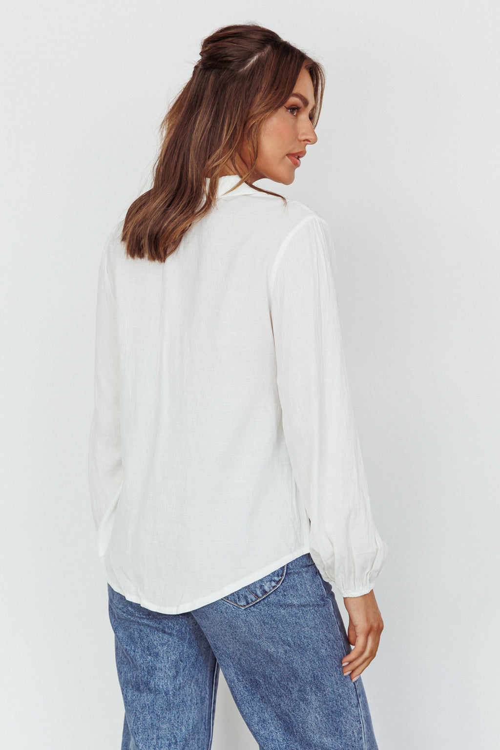 Villa Oasis Long Sleeve Button Shirt White by Selfie Leslie Australia