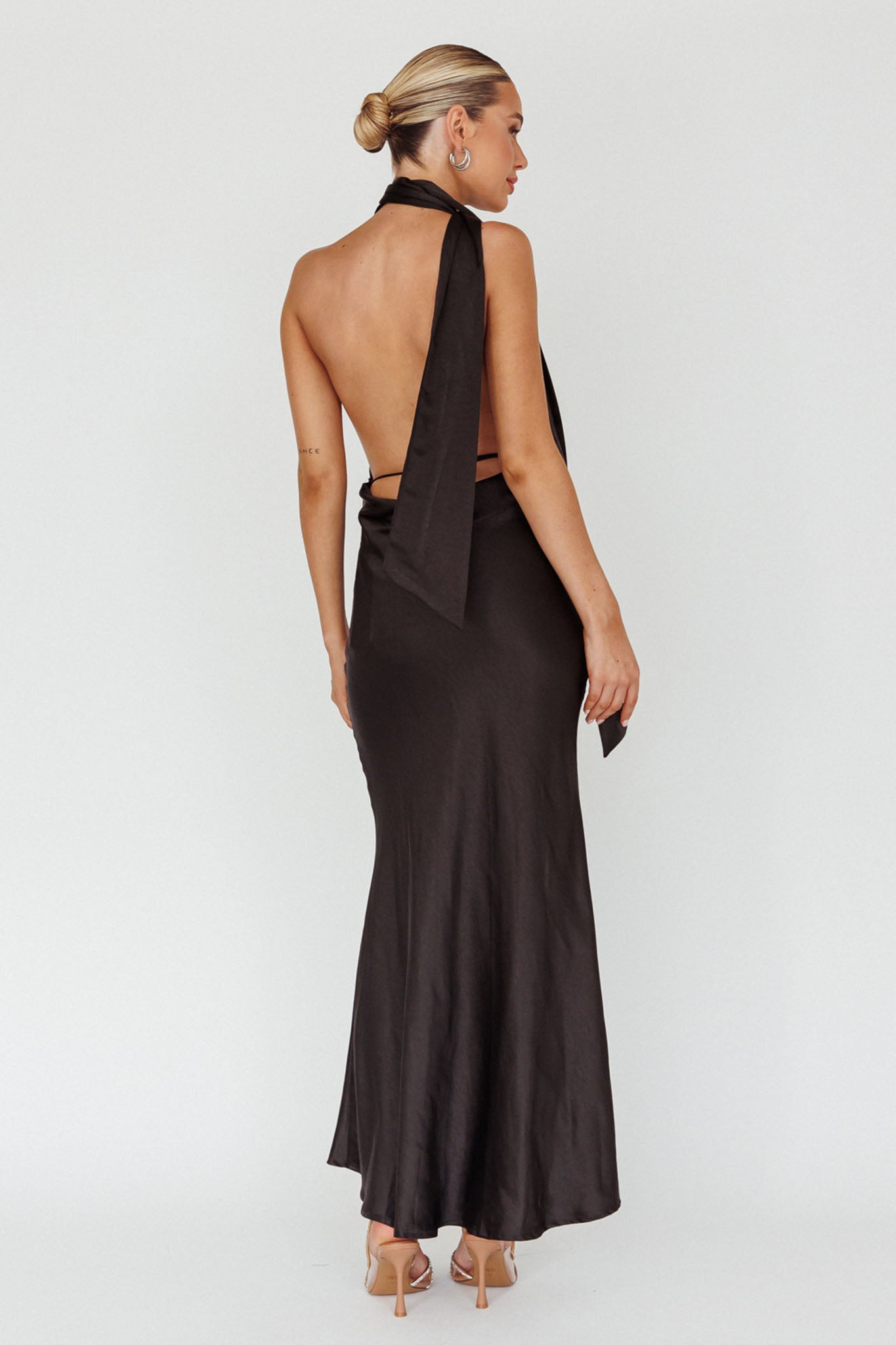 Italia Azure Halterneck Maxi Dress Black by Selfie Leslie Australia
